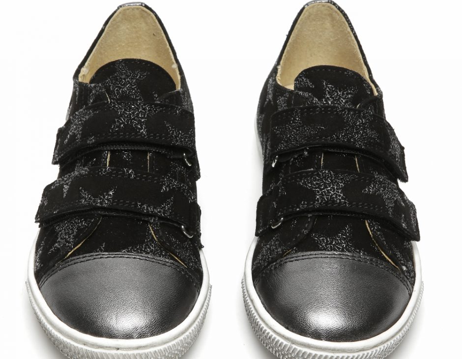girls black velcro trainers