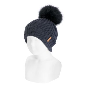 FOLDOVER POMPOM HAT